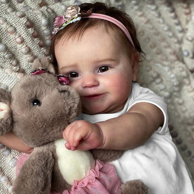 Bebê Reborn Menina Silicone 48cm Boneca Maddie Ohlo Castanho Pode dar Banho Brastoy