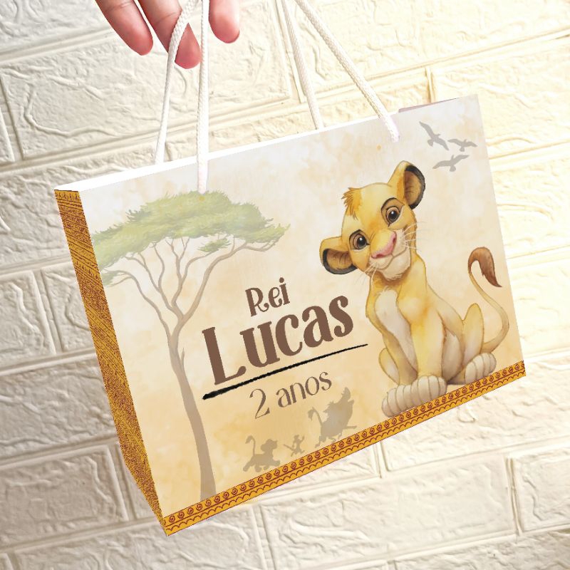 Kit Sacolinha personalizada Rei Leão PEGUE E MONTE - Sacolinha Simba - Lembrancinha Rei leão Simba