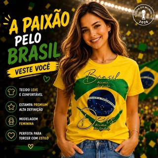 Camiseta T-shirt Brasil Deus a cima de Tudo
