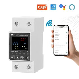 Disjuntor Wifi 1-63A Compatível Alexa Google Monitor Energia Temperatura 1P Bivolt 110-240V