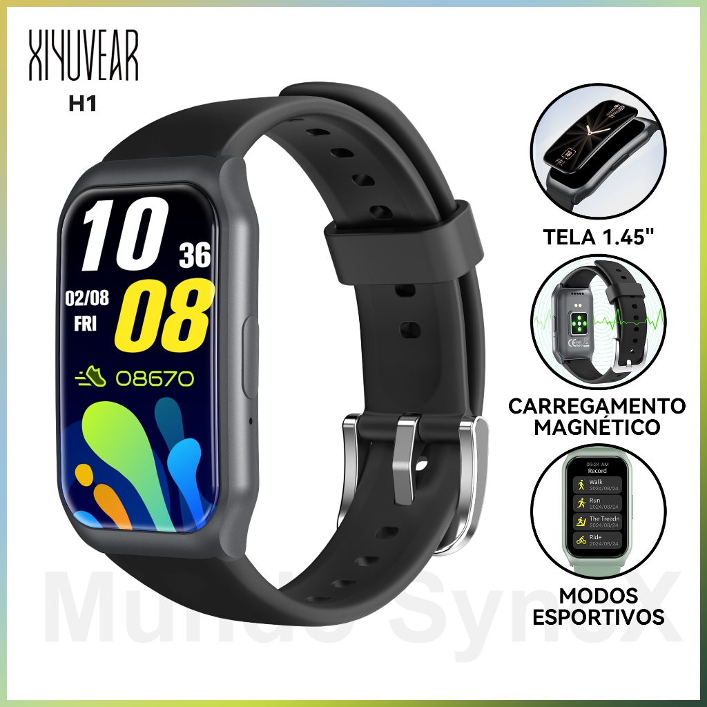 Mais Recente Smartwatch H1 | Tela Completa 1.45" + Monitoramento de Saúde 24h + Rastreamento de Sono