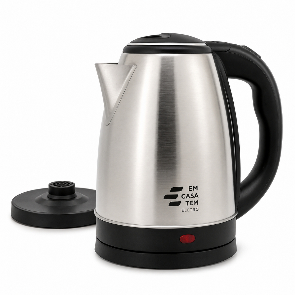 Chaleira Elétrica Bule com Tampa Inox 1,8L Aquecimento Rápido Jarra Café Chá Ferve Água 127v ou 220v