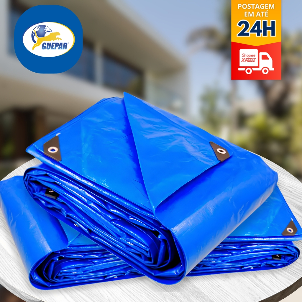 Lona Plastica Impermeável Polietileno Reforçada Guepar 2x2 ; 3x2 ; 3x3 ; 4x3 ; 4x4 ; 5x3 ; 5x4