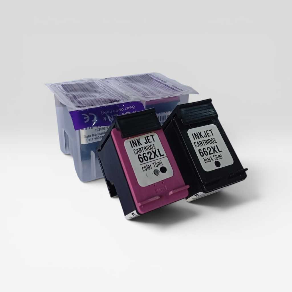 Kit Cartucho Compatível HP 662XL Preto + Colorido Alto Rendimento Para HP 1516