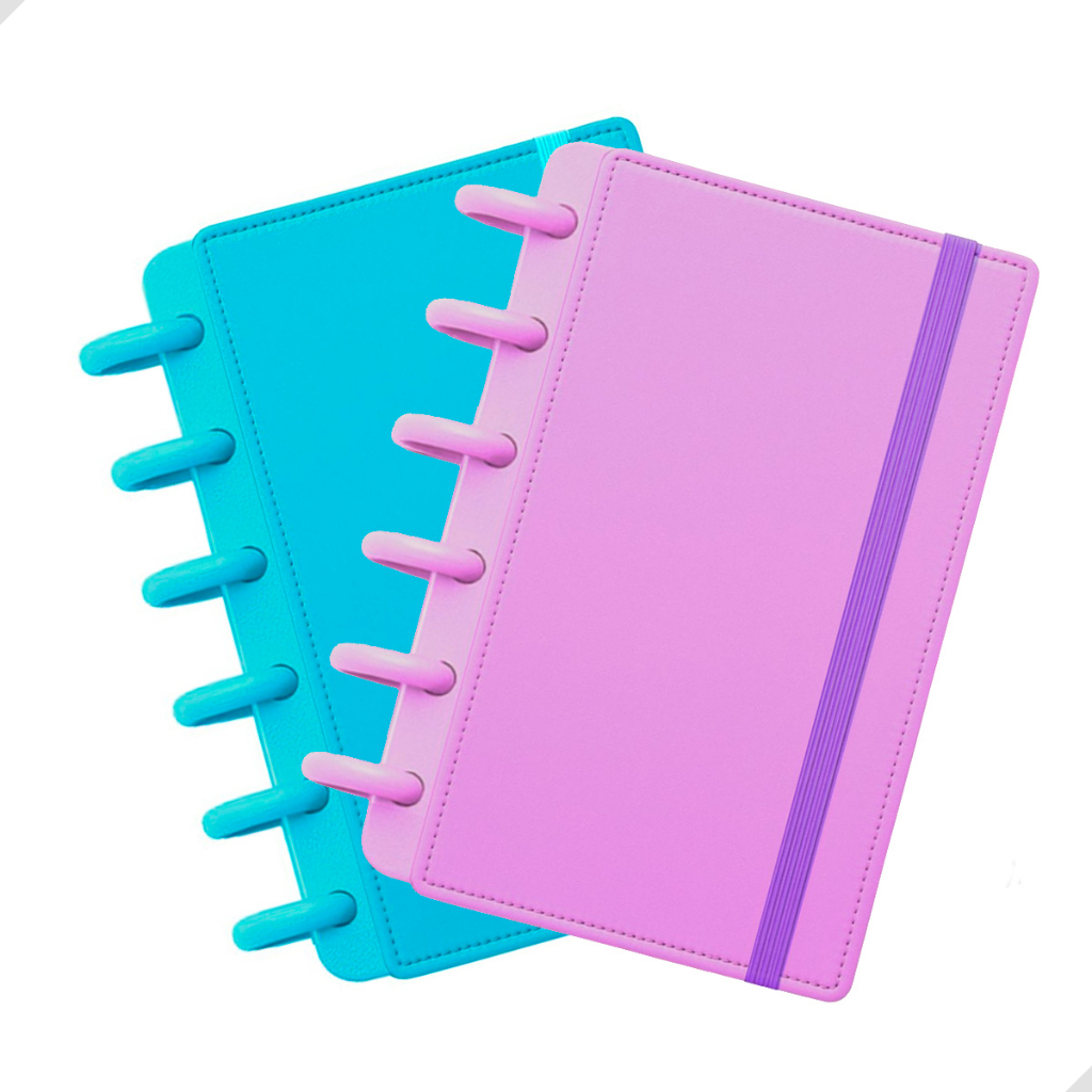 Kit 2 Caderno Inteligentes A6 Pequeno 6 Discos Capa Dura Com 80 Folhas 80g/m²  Reposicionáveis