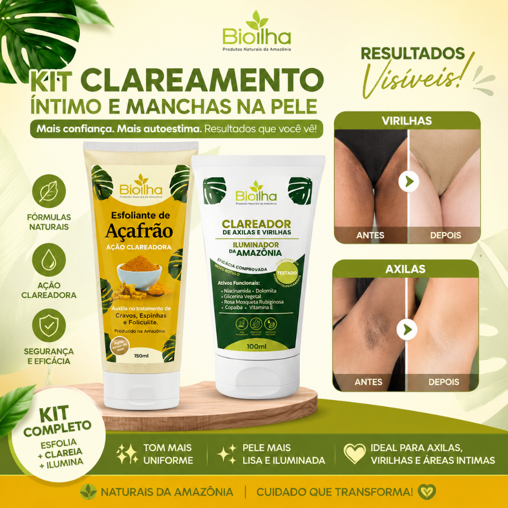 Kit Clareador Íntimo Axilas e Virilhas + Esfoliante de Açafrão Bioilha