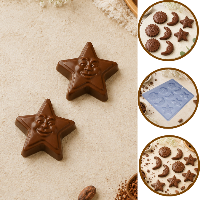 1~10 Forma Simples Bombom Astros Luau 9885 em Acetato BWB Para Bombom e Doces de Chocolate e Confeitaria (CHOCO)