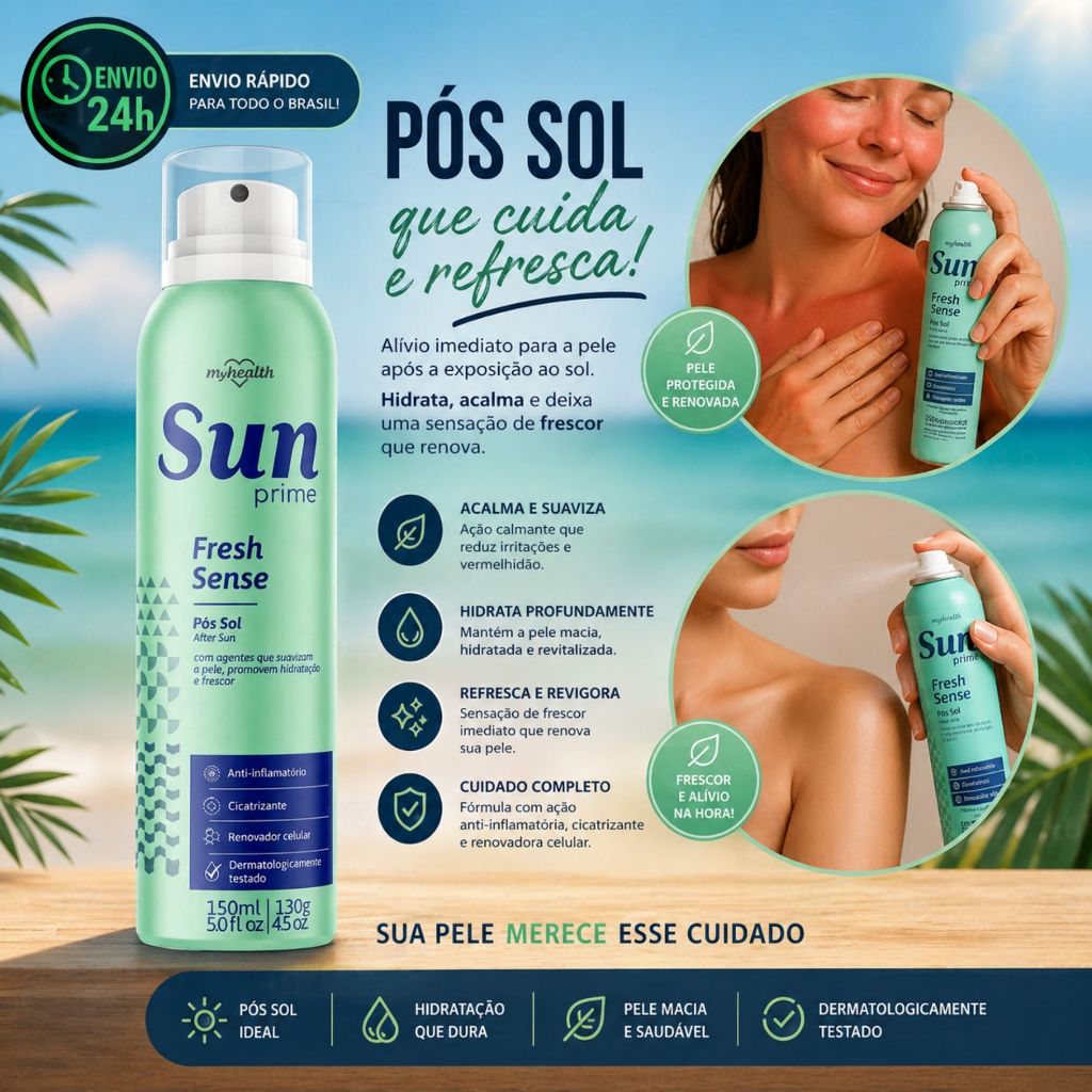 Pós Sol Spray 150ml Alívio Para Vermelhidão Insolação Calmante Para Pele My Heatlh Linha Sun Prime