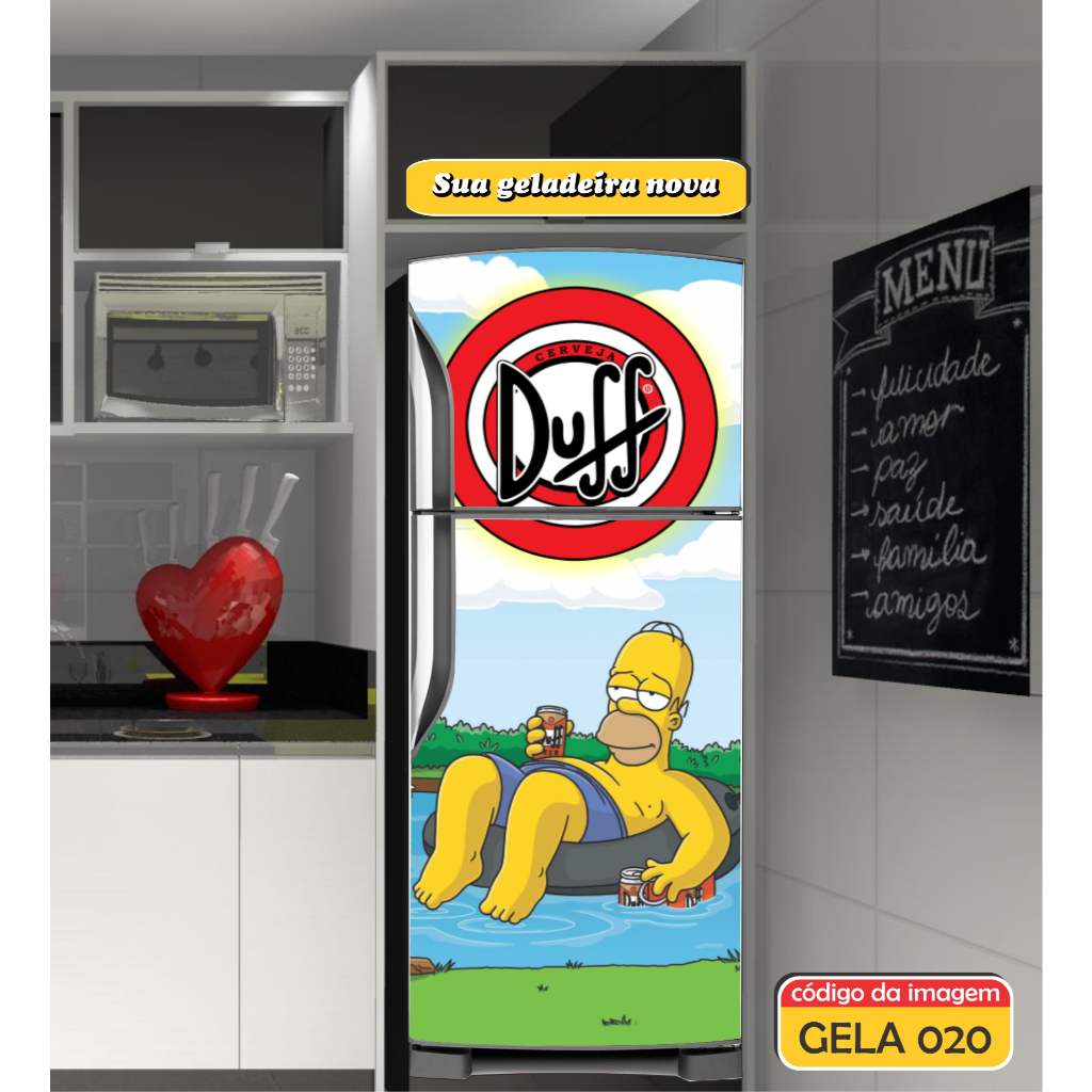 Adesivo Decorativo de Geladeira Os Simpsons Homer Envelopamento Decoração Porta FRENTE (GELA 020 )