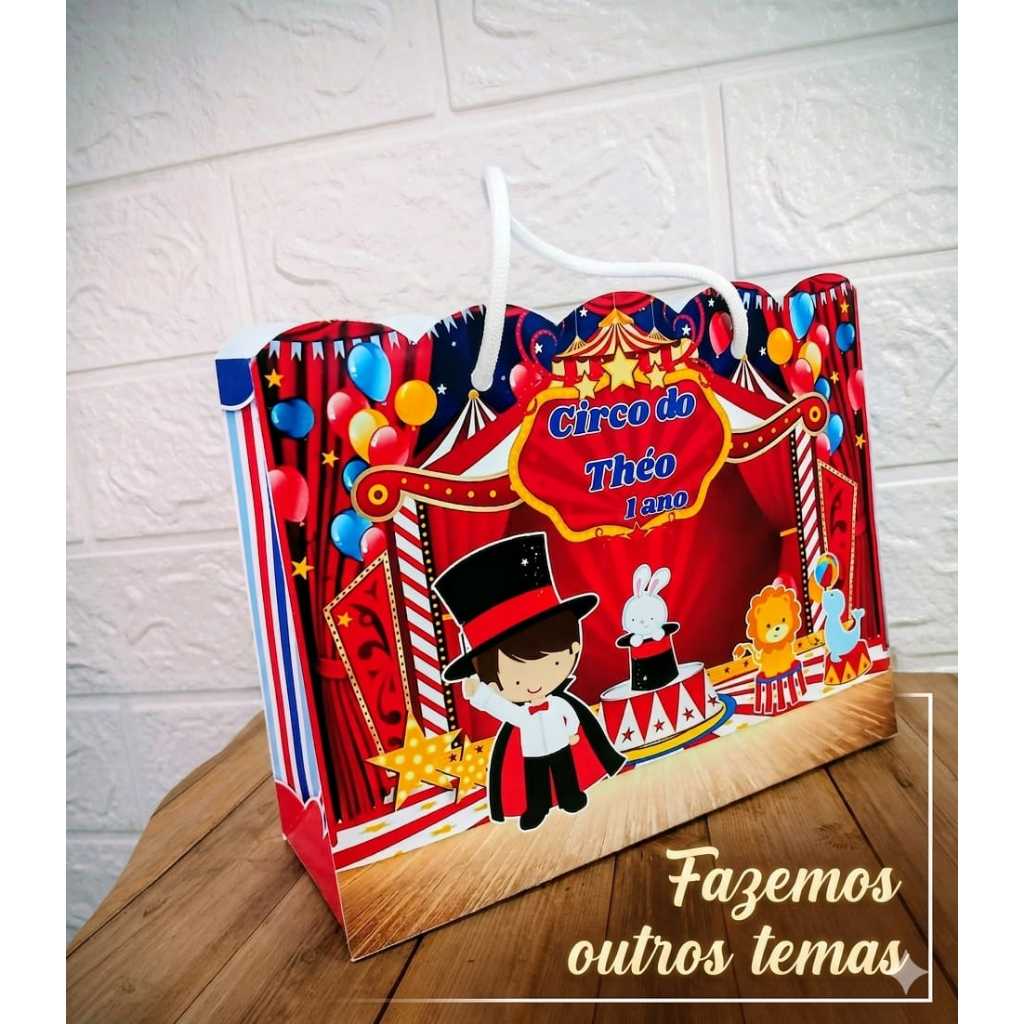 Sacolinha Personalizada Circo Aquarela– Sacolinha Surpresa para Lembrancinha Festa Infantil