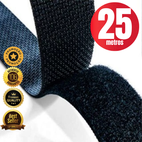 Velcro Costurável Macho e Fêmea Fita Velcro para Costura, Roupa e Artesanato ROLO 25 MTS NÃO COLANTE