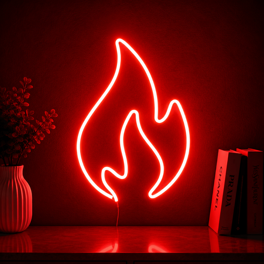 Luminária Led Neon Fogo 25 Cm Bivolt Letreiro Decoração Festa Junina Iluminação Sexy Luz Parede Hot