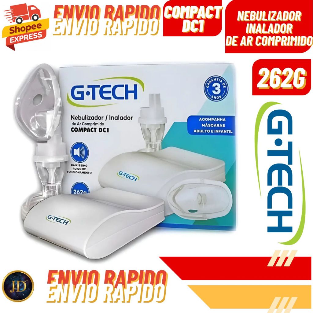 Inalador E Nebulizador Compressor De Ar Comprimido Compact DC1 G-Tech Infantil Remédio e Corticoides