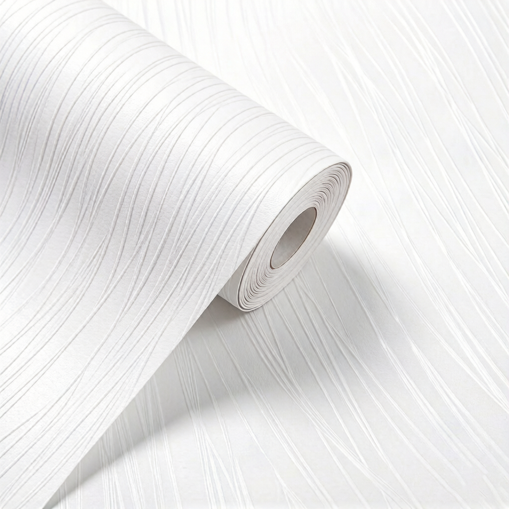Papel de Parede 3D Linha Branco 5 METROS x 45CM Adesivo Autocolante para Sala
