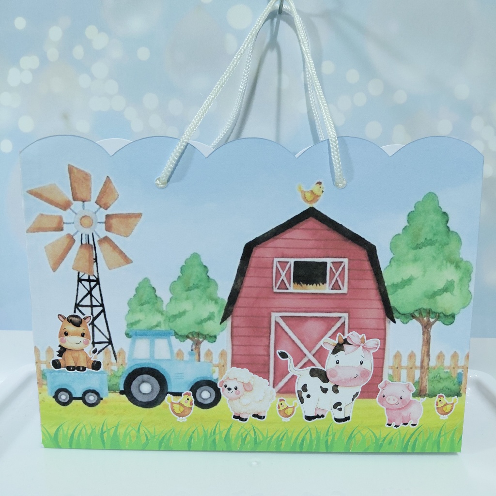 SACOLINHA G PERSONALIZADA TEMA FAZENDINHA VERMELHA (PEGUE E MONTE) PARA FESTA LEMBRANCINHA ANIVERSÁRIO