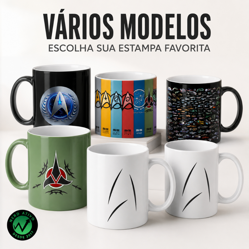 Caneca Star Trek: Jornada Nas Estrelas - COM NOME - 325ml Cerâmica Vários Modelos