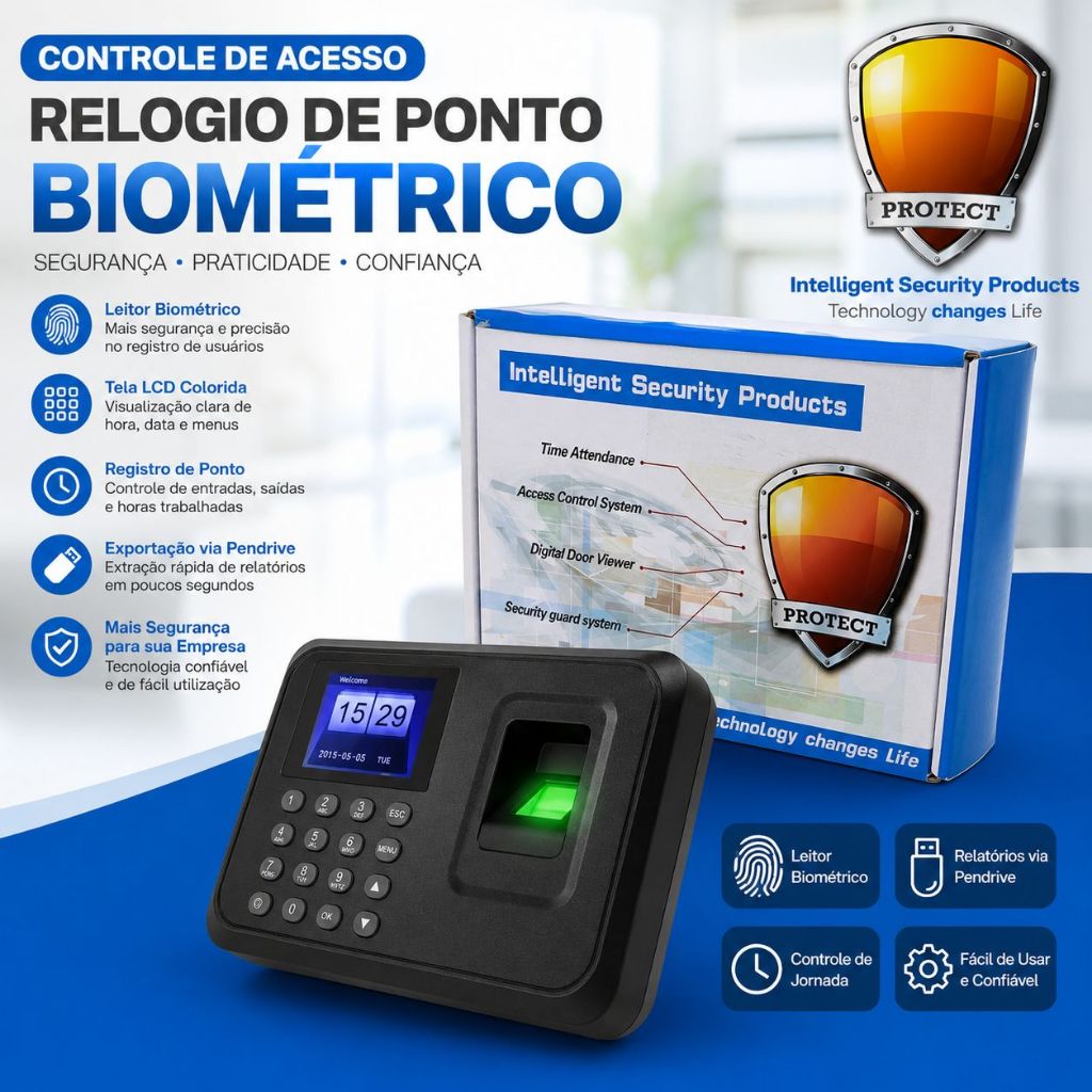 Relógio De Ponto Com Leitor Biométrico Impressão Digital