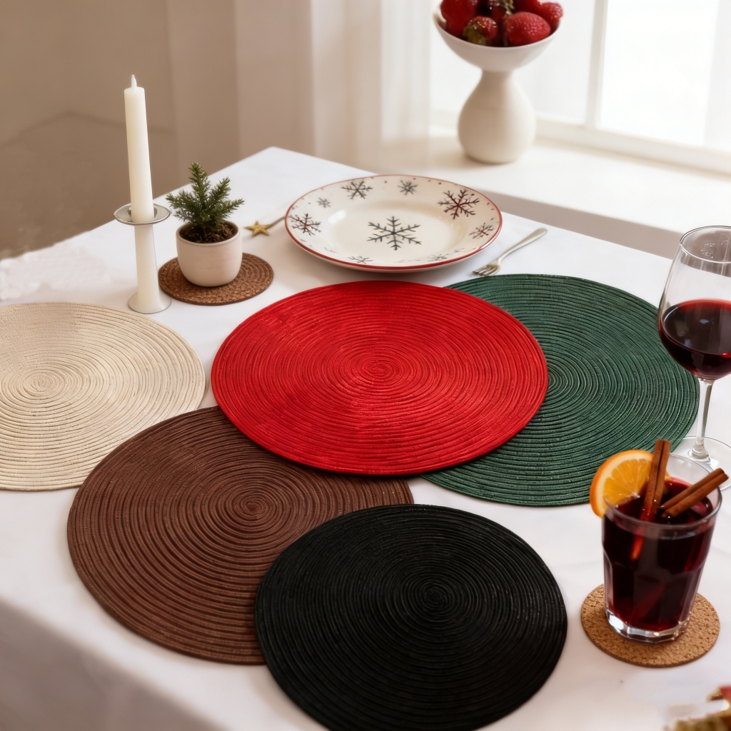 Jogo de descansos de mesa redondos embalagem com 1/4/6 unidades. Ideal para jantares, decoração de mesa e uso na cozinha