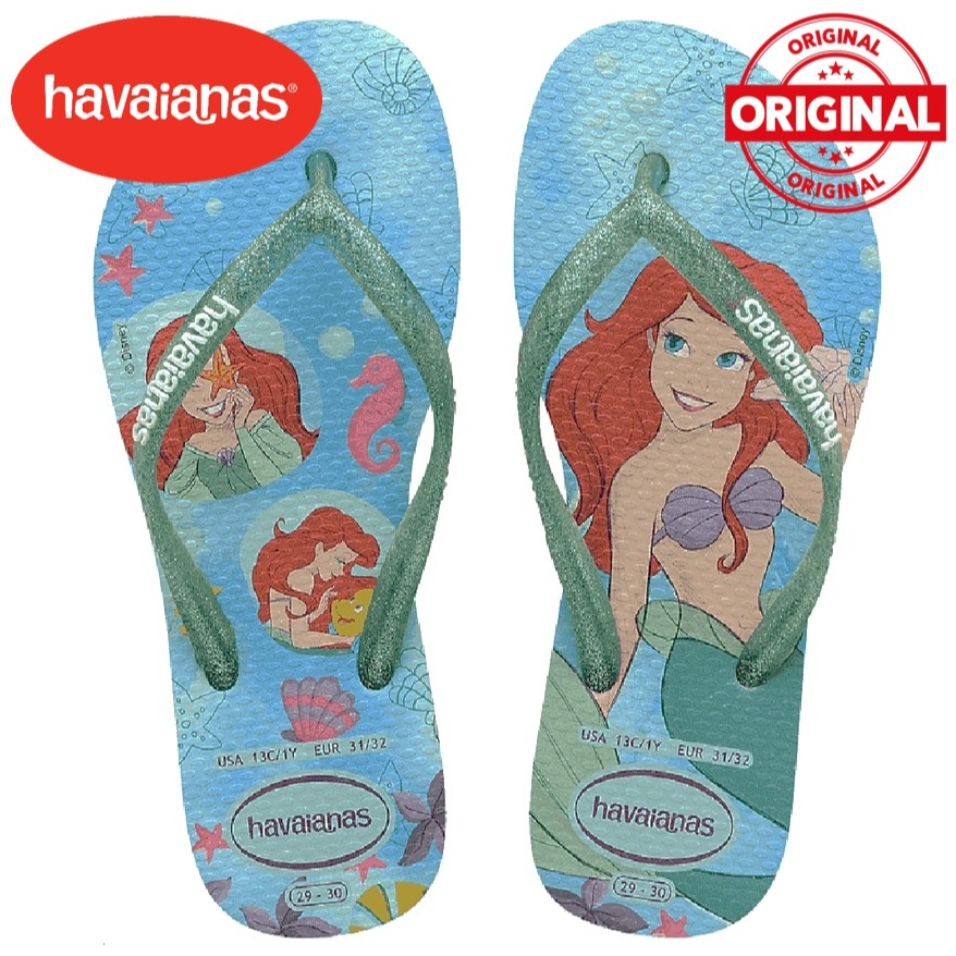 chinelo sandalia havaianas infantil princesa azul tamanho 31/32 frete grátis pronta entrega