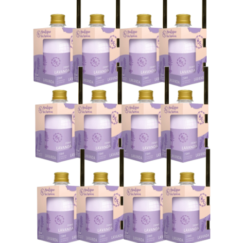 Kit 12 Aromatizador Ambiente 250ml Varetas BE Lavanda Perfume Ambiente