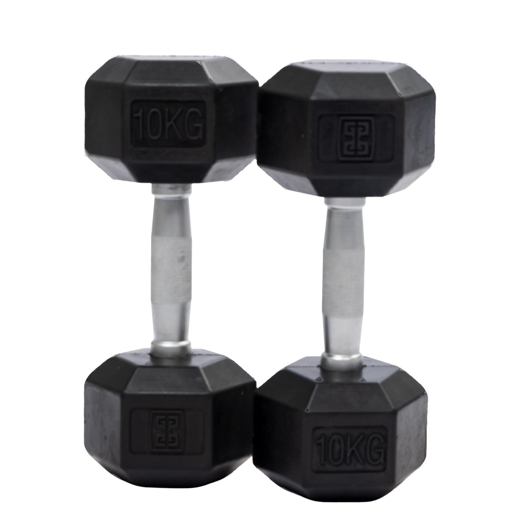 Par 2 Halteres de 10kg Sextavados Vulcanizados Academia Musculação Peso Casa - (2 Unidades)