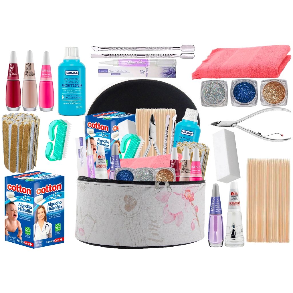 Kit Manicure Completo Profissional Pessoal Decoração de Unhas Nail Art Nail Design + Maleta Grande
