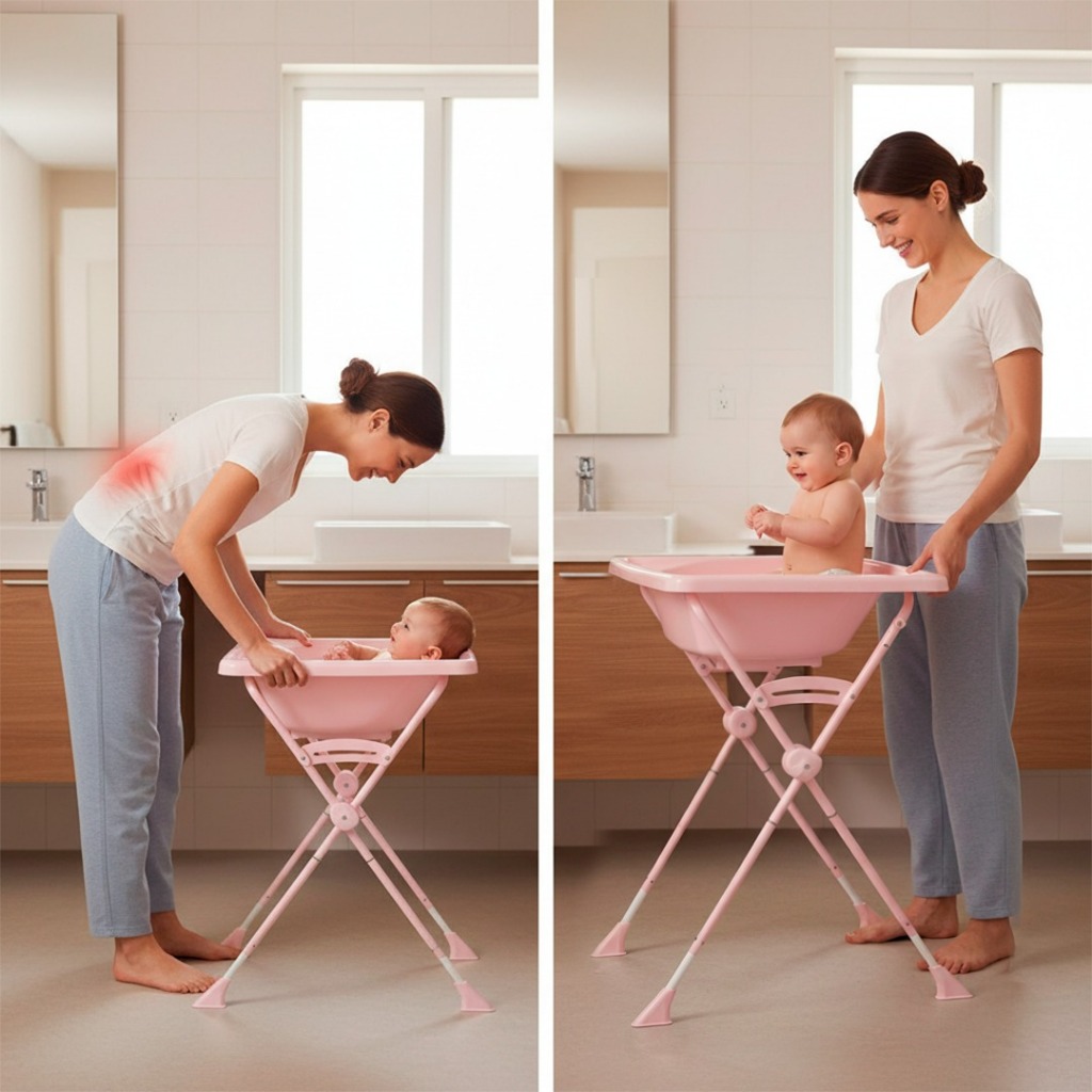 Kit 4 Extensores Pé Banheira Burigotto ErgoMommy | Ergonômico Anti Dor Lombar Bebê Recém-Nascido