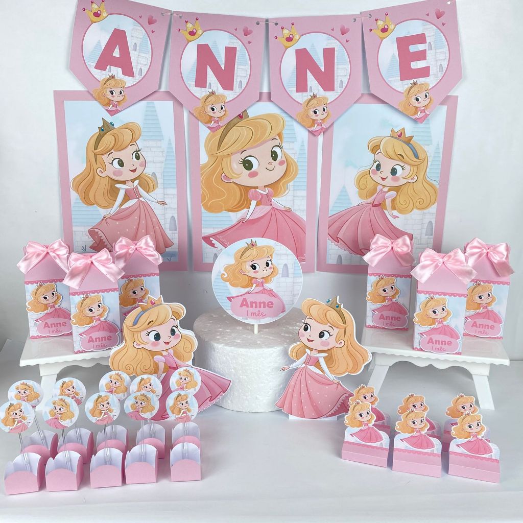 Kit só um bolinho princesa Aurora, Bela adormecida cute baby lembrancinhas personalizadas, decoração