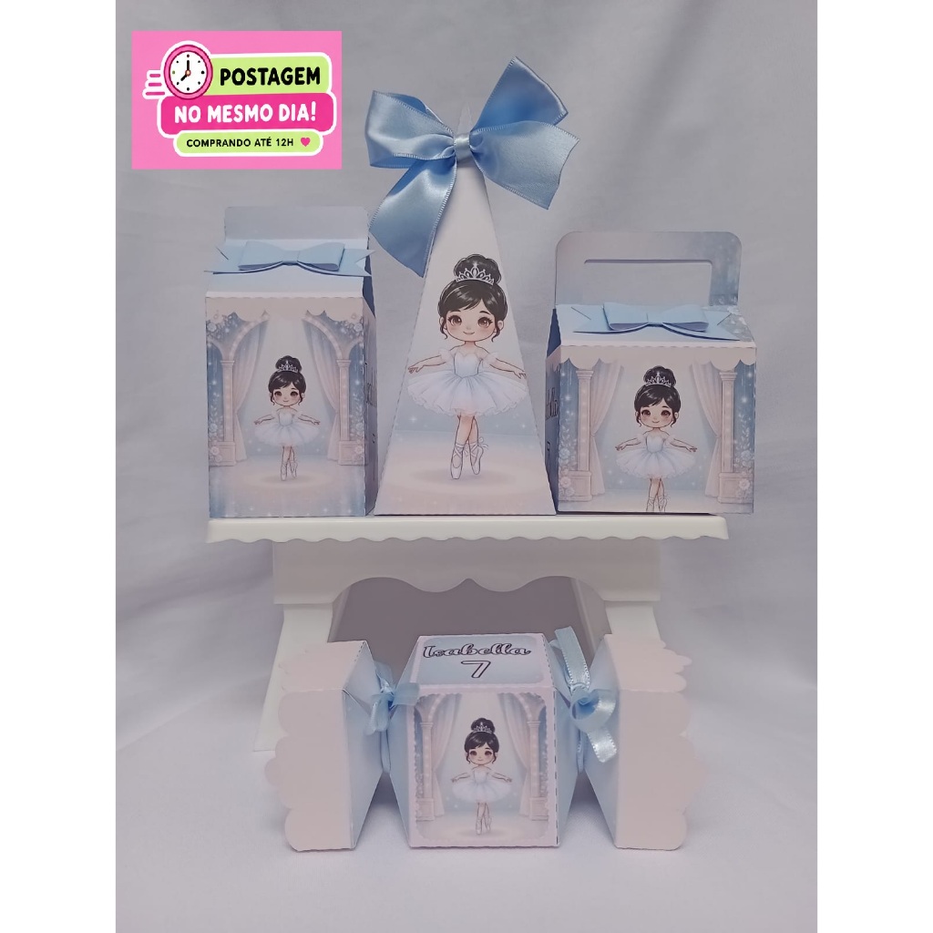 Envio rápido Bailarina Azul Branco Kit festa personalizado Lembrancinha Aniversário Infantil