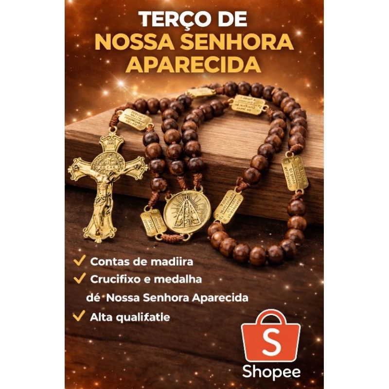 Terço da contemplação #terço da Nossa Senhora Aparecida #terço de madeira