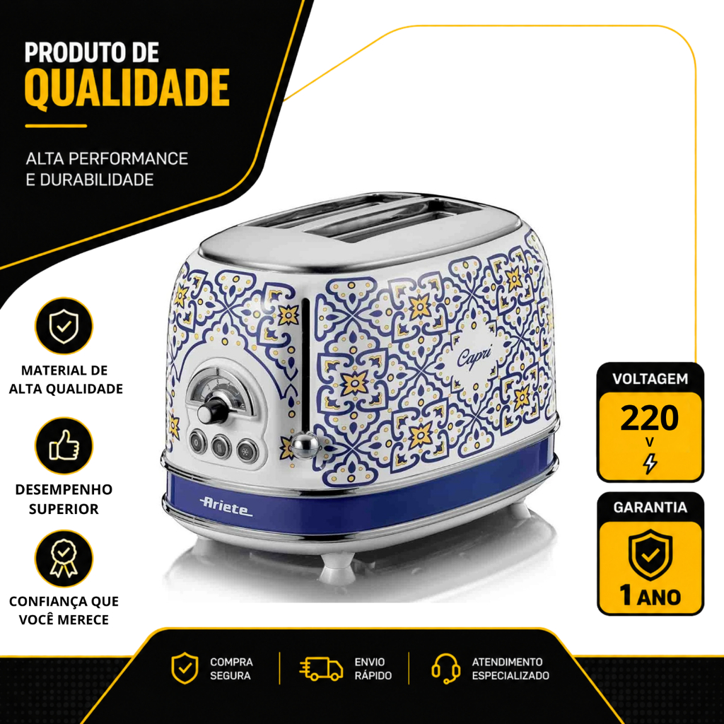 TORRADEIRA ELETRICA ARIETE CAPRI  PARA 2 FATIAS COM 6 NÍVEIS DE TOSTAGEM 220V 00C015515ARBR