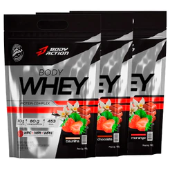 Kit 3x Body Whey Protein Complex Refil 900g Cada - Bodyaction