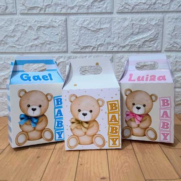 Caixinhas Maleta Personalizadas URSINHO- CHÁ DE BEBÊ Fazemos todos os Tema Lembrancinhas para festa
