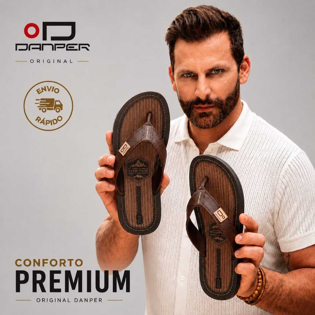 Chinelo Masculino Danper Original Sandália Casual Confortável Reforçado Original  Antiderrapante