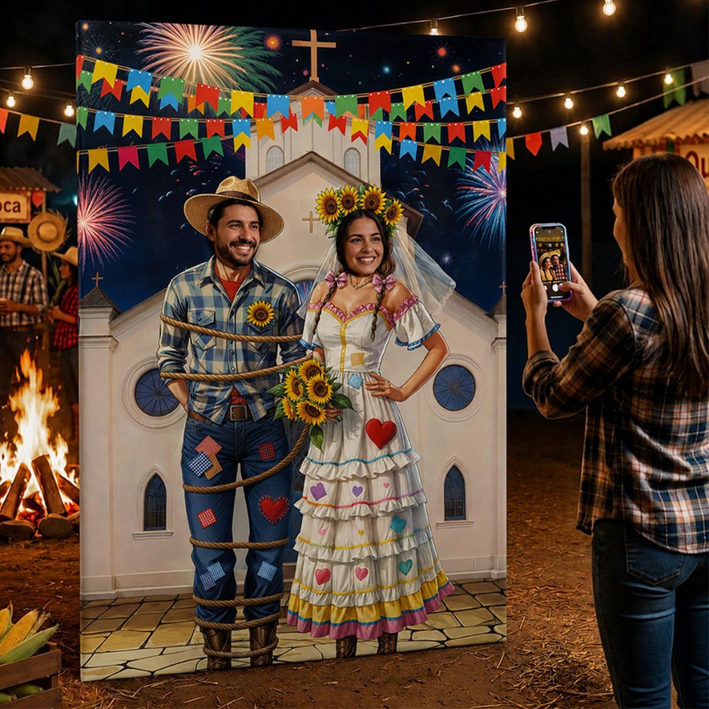 Painel Retangular Lateral Decoração Festa Junina Interativo Vazado Casamento Cai