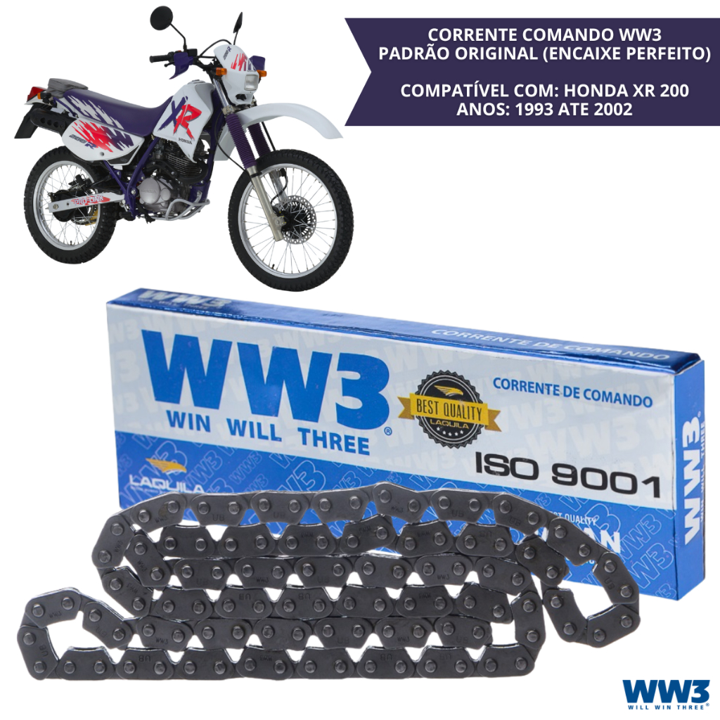 Corrente Comando WW3 102 Elos Honda Cbx 200 Nx 200 Xr 200 Strada Moto Peça Motor