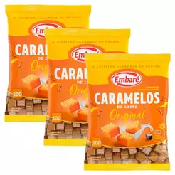 Kit 3 Balas de Caramelo Leite 660g - Embaré