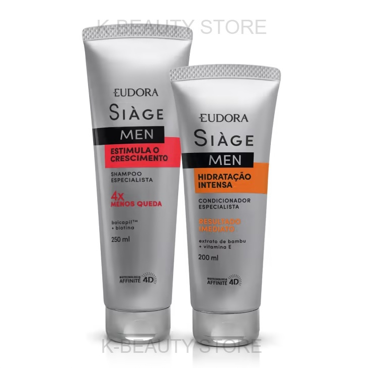 EUDORA KIT Siàge Men: Shampoo Estimula o Crescimento 250ml + Condicionador Hidratação Intensa 200ml
