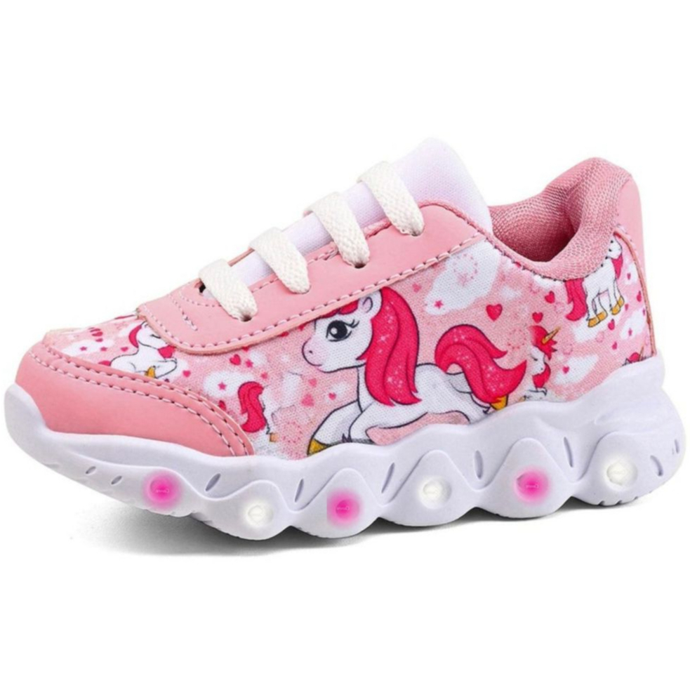 Tênis Infantil Menina Modinha Divertido Com Led Pisca Pisca Super Confortável