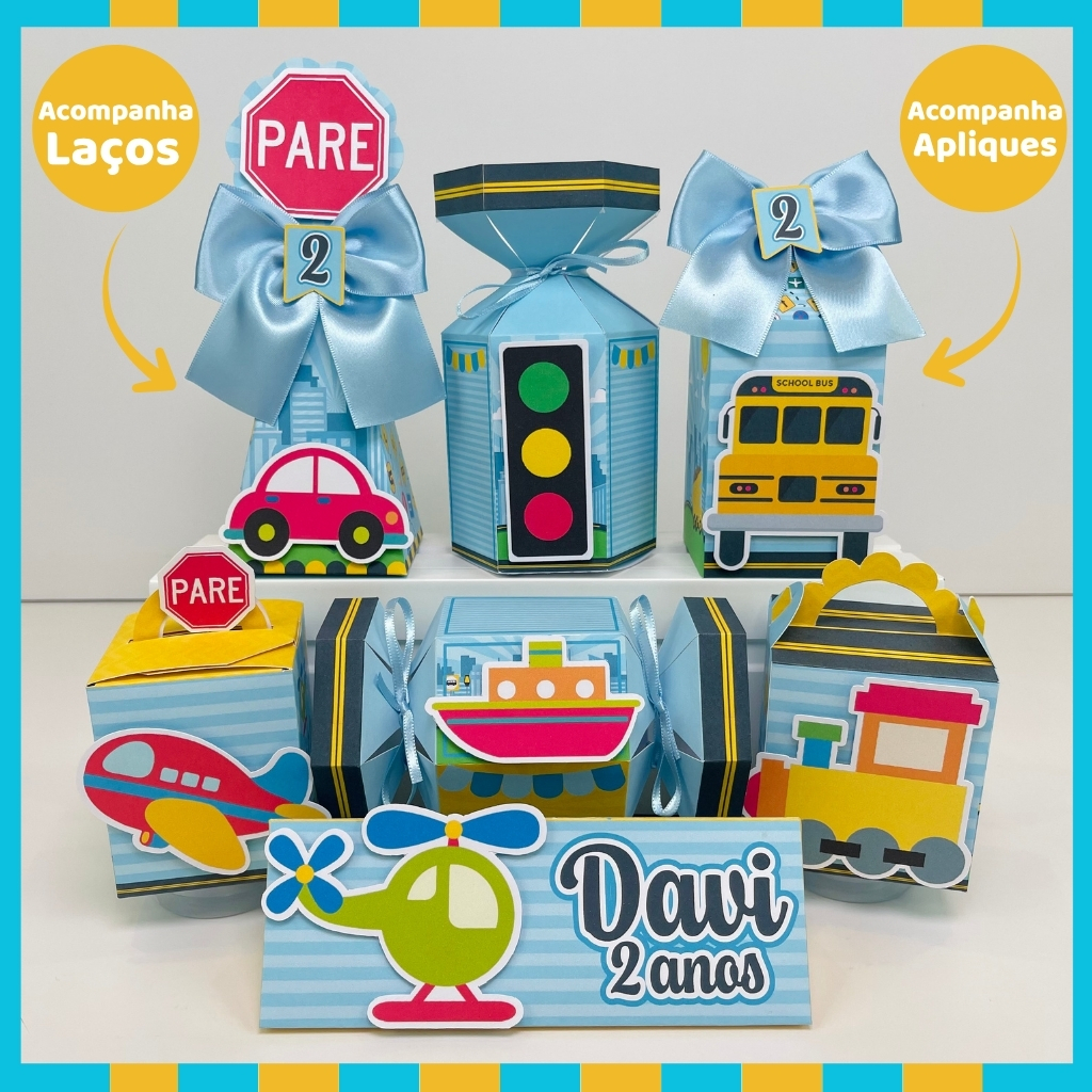 Kit Festa personalizados Meio de transporte aniversário | decoração | Lembrancinhas