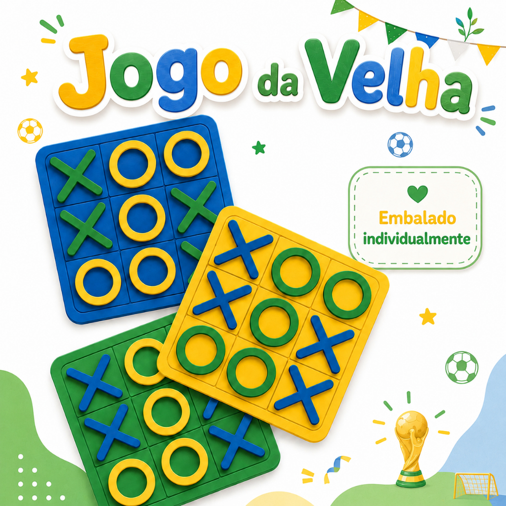 Jogo da Velha Tema Copa em MDF Pintado – Lembrancinha Infantil Embalada Individualmente