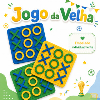 Jogo da Velha Tema Copa em MDF Pintado – Lembrancinha Infantil Embalada Individualmente
