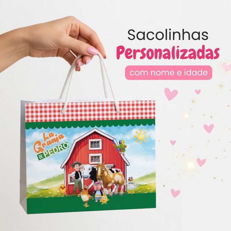Sacolinhas Personalizadas FAZENDINHA DO ZENON para festa- Mimos de festa infantil - Lembrancinha infantil