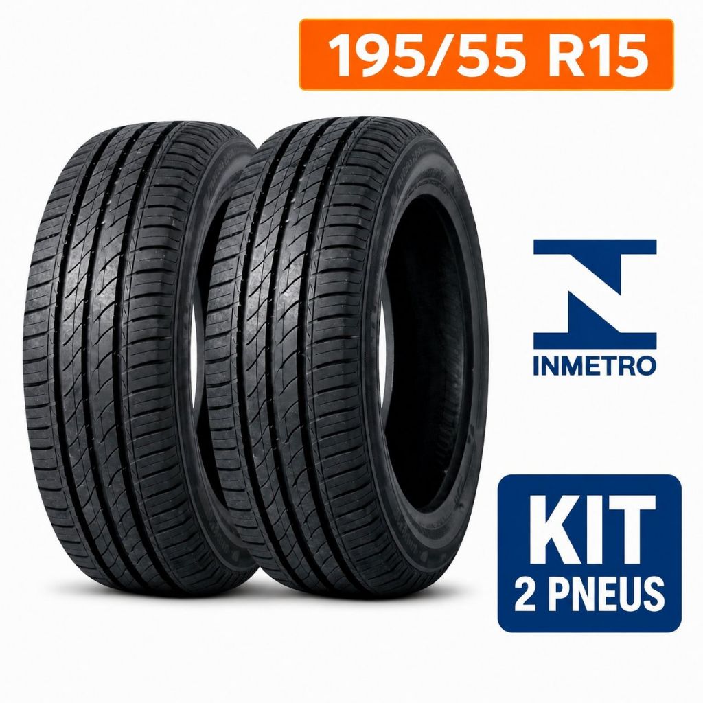 Kit 2 Pneus 195/55 R15 Remold Premium INMETRO – Alta Durabilidade | Borracha Reforçada | Garantia | Pronta Entrega