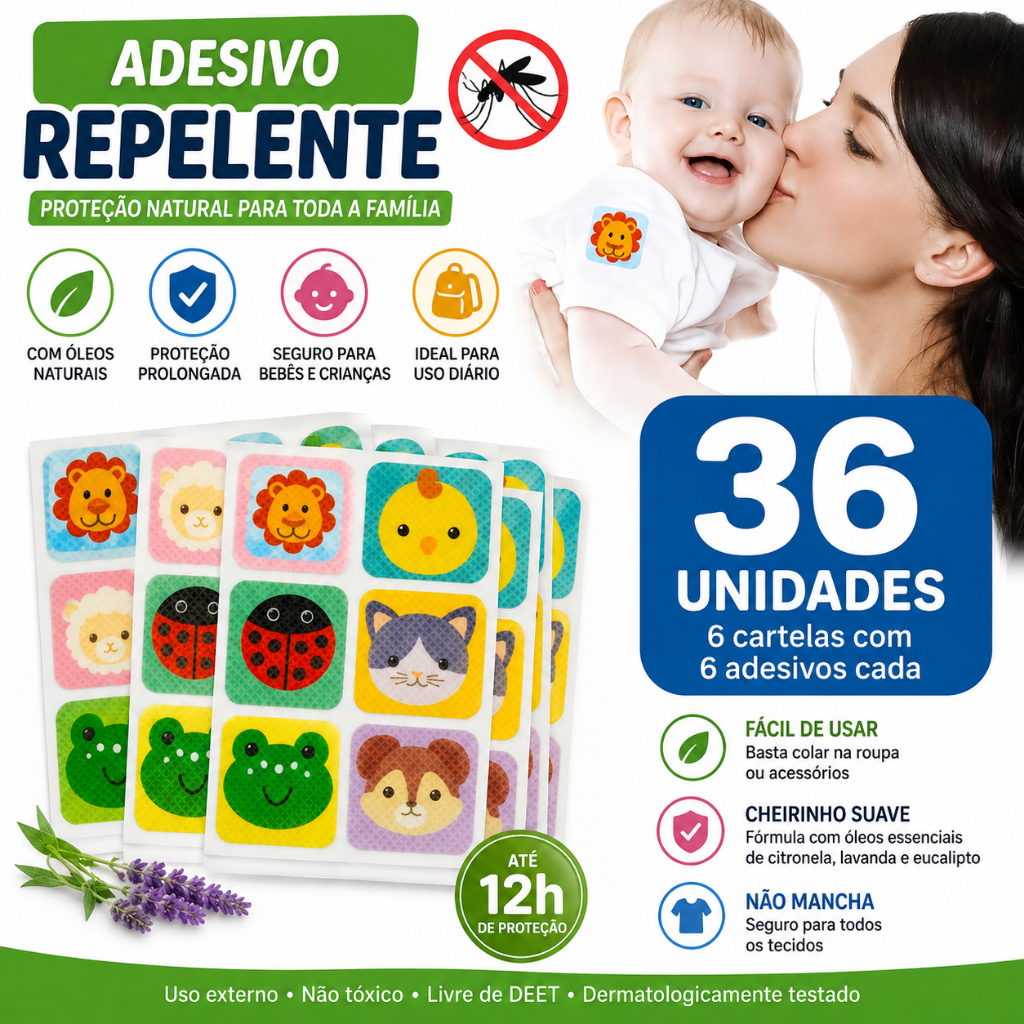 36/72/144 Adesivo Repelente de Inseto Mosquito Infantil Bebê Citronela