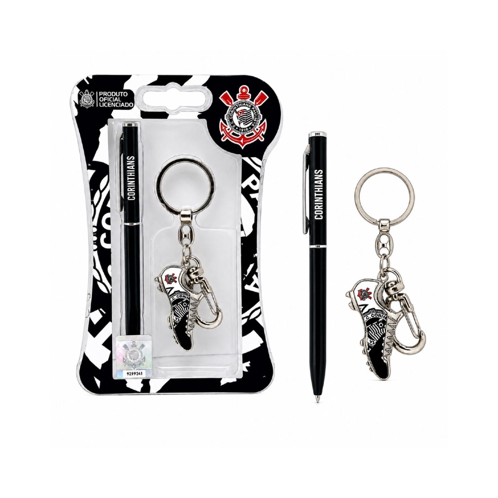 KIT CANETA E CHAVEIRO CHUTEIRA OFICIAL Corinthians