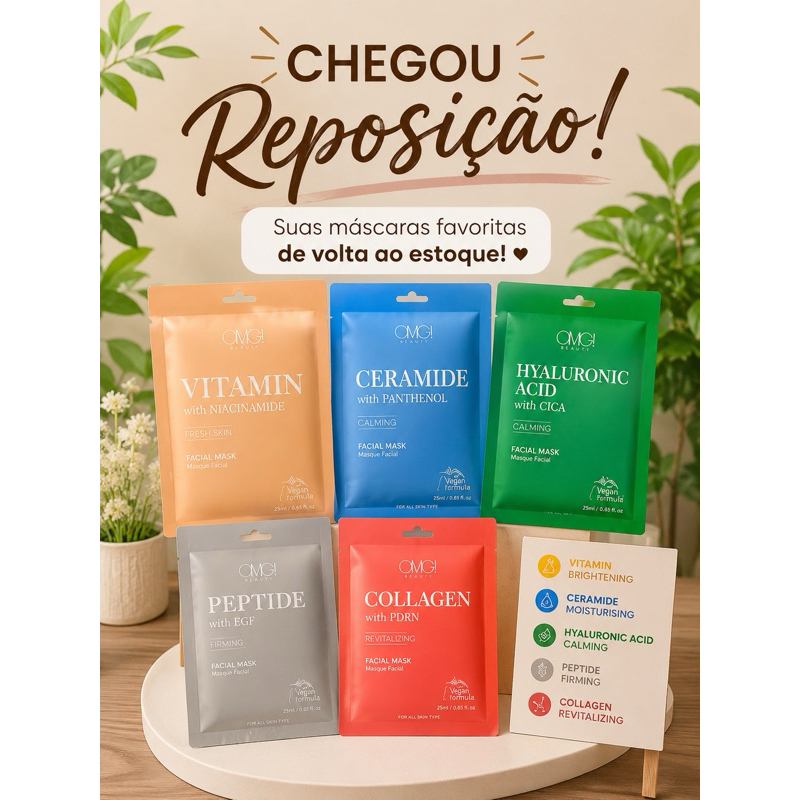 Máscara Facial OMG Seoul Glow Skincare Coreana Importada Tratamento Completo Kit ou Unidade para Pele Perfeita do Rosto