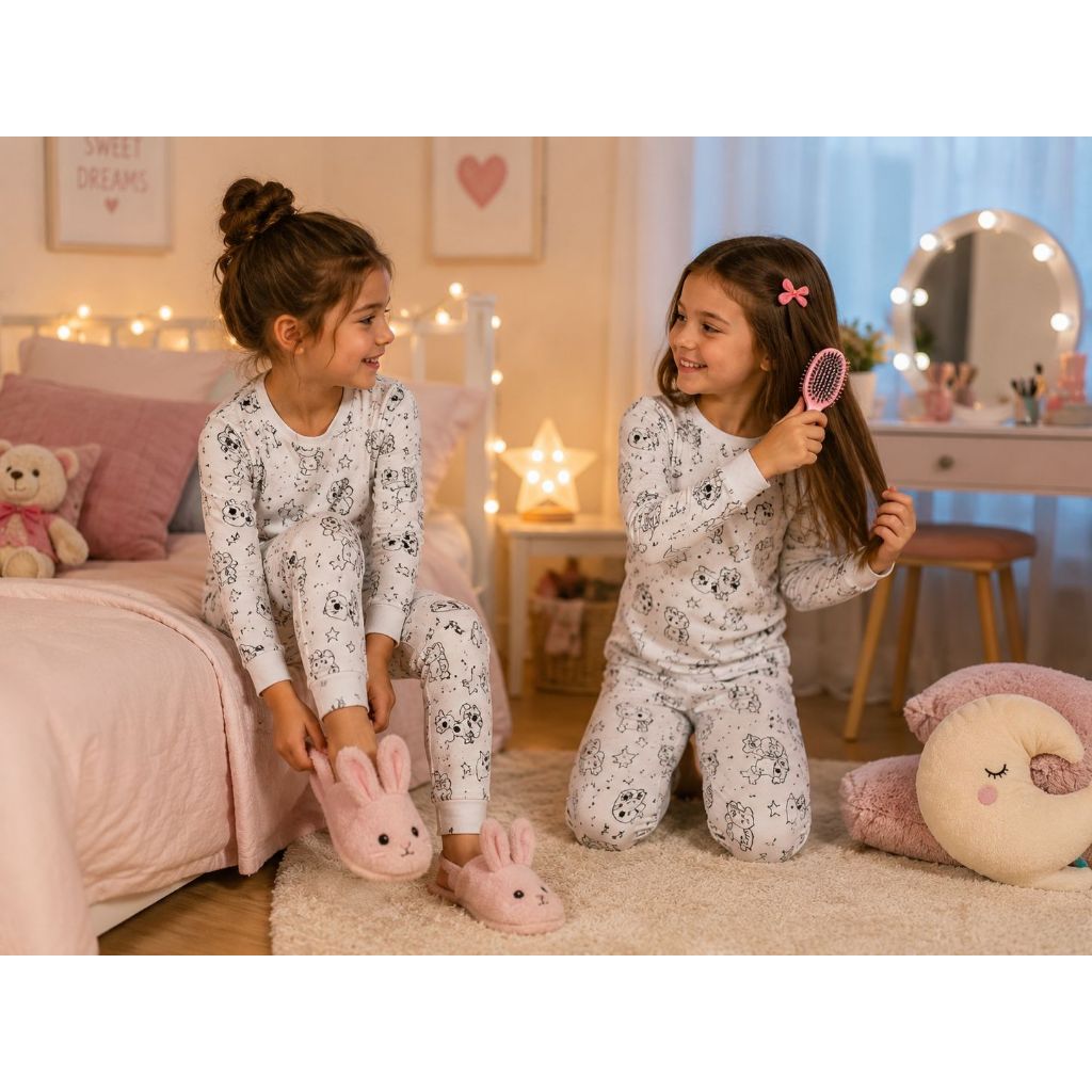 PIJAMA INFANTIL MANGA LONGA COM CANETINHA LAVÁVEL KIT PARA COLORIR DIVERTIDO ESTAMPADO PERSONAGENS ESTAMPA SORTIDA