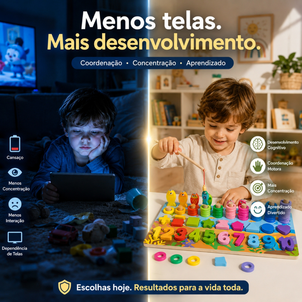 Brinquedo Educativo de Madeira Pega Peixe Montessori Pedagógico Tabuleiro 3 Anos · foto 2