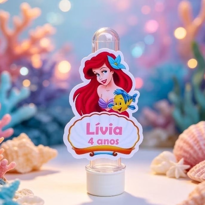 Aplique Para Tubete Pequena Sereia - Ariel - Personalizado - Lembrancinha - Festa Infantil - Aniversário